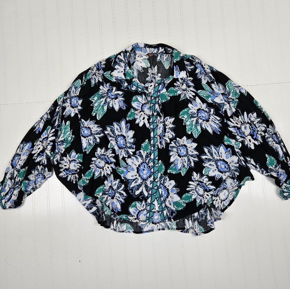 Free People Good Vibrations Oversized Button Down Top